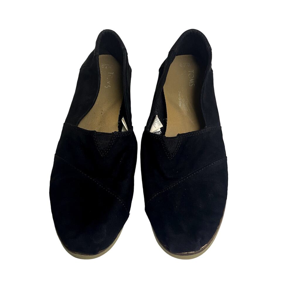 Toms Black Classic Canvas Slip-On Flats Women's Size 7.5 (Tan Sole)